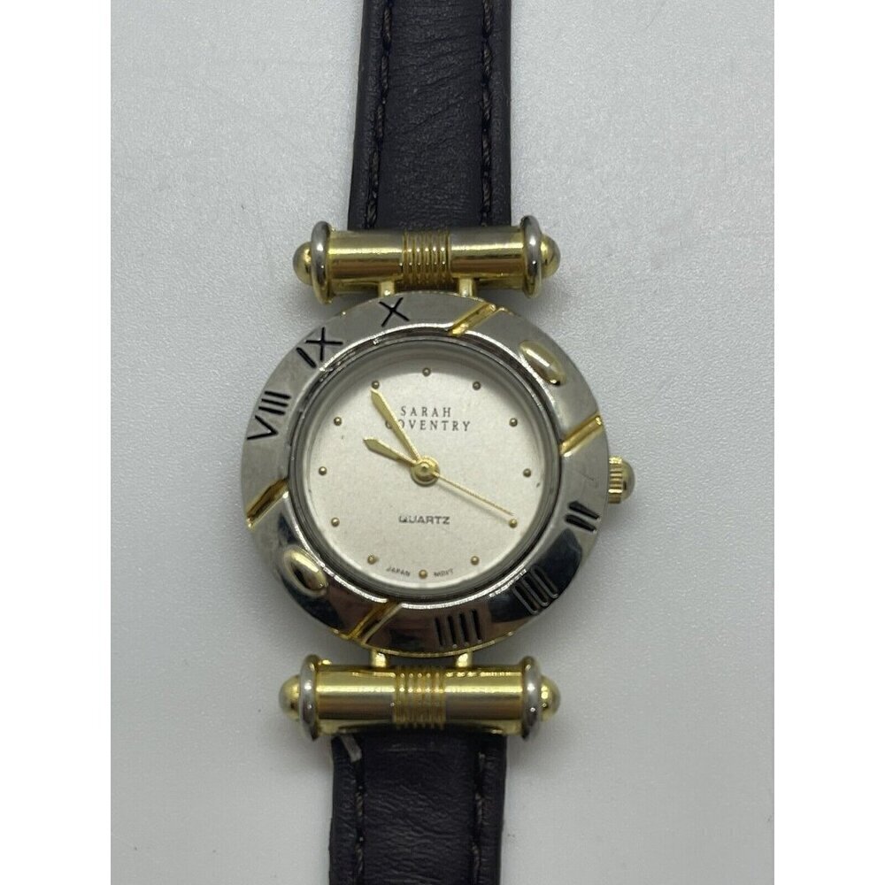 Sarah Coventry Women's LSC279S Japan 2 Tone Round Face Watch Leather Band